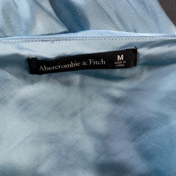 Abercrombie & Fitch Dress Medium Blue Satin One Shoulder Twist Front Formal Hoco - Picture 6 of 10